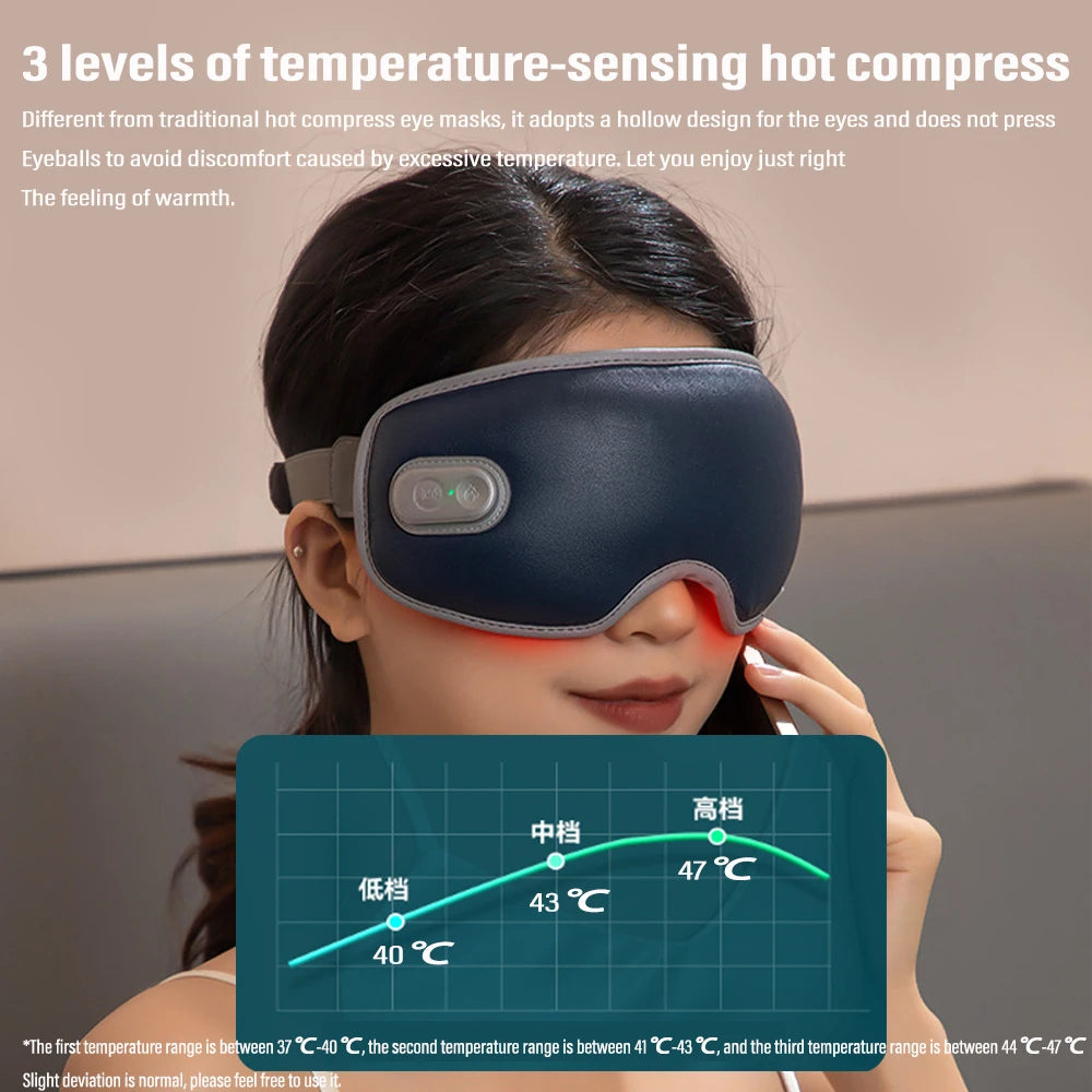 Electric Eye Massager 3D Massage Constant Temperature Hot Compress Smart Timing Sleep Shading Relieve Eye Fatigue Eye Care Tool